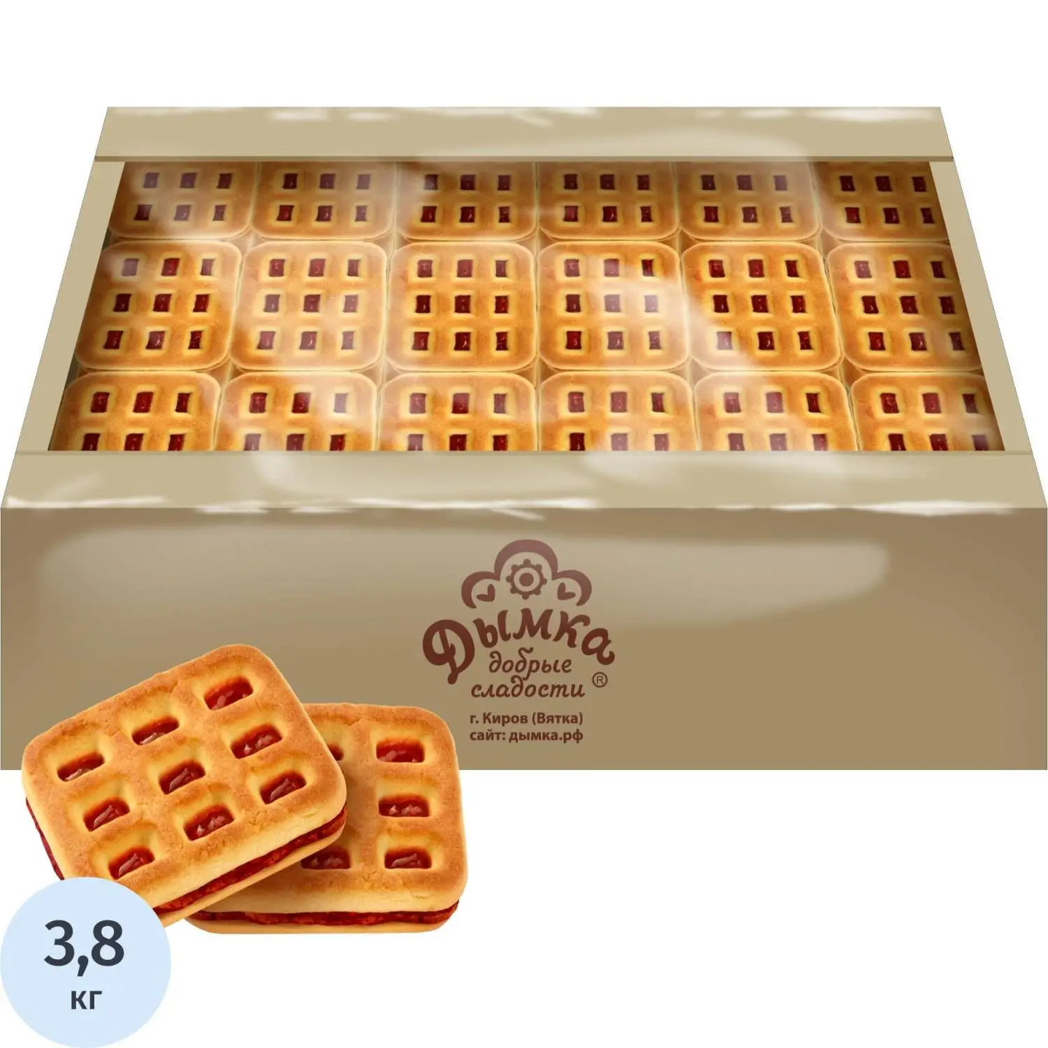 Печенье Дымка Вафелька с клубничной начинкой, 3,8кг