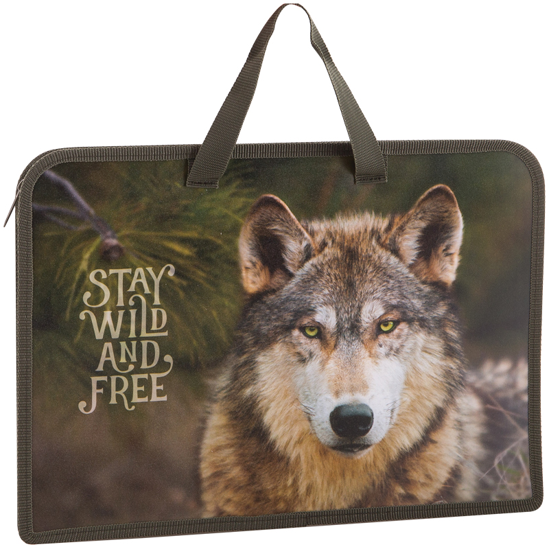 Папка с ручками А4 ArtSpace "Дикие животные. Wild Wolf", пластик, 35мм