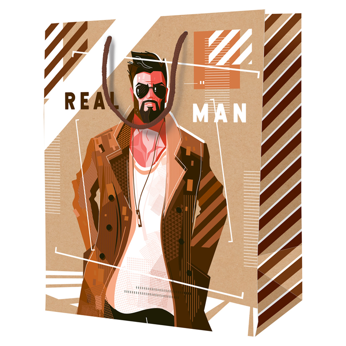Пакет подарочный 11*14*6,5см ArtSpace "Real man", крафт