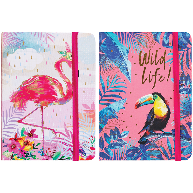 Записная книжка 7БЦ A6 80л. ArtSpace "Tropical bird" на резинке, ассорти