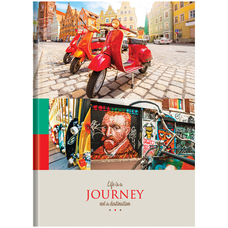 Бизнес-блокнот А4 160л., OfficeSpace "Путешествия. Collage of travel", глянцевая ламинация