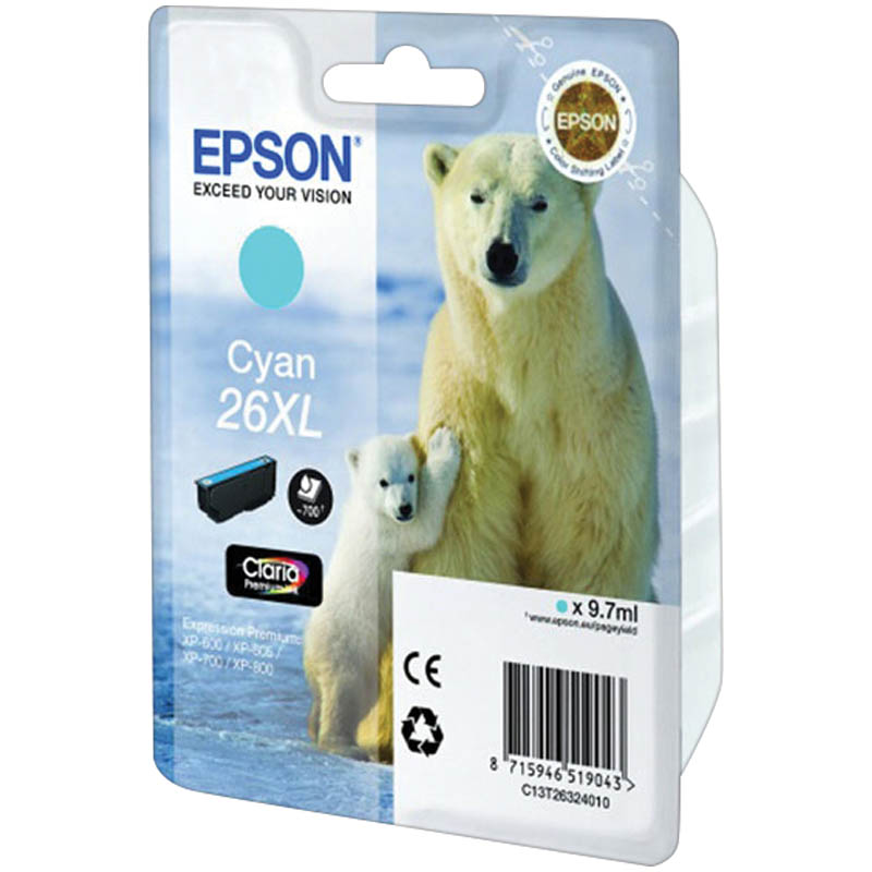 Картридж ориг. Epson 26XL голубой для  XP-600/605/700/800 (9,7мл)
