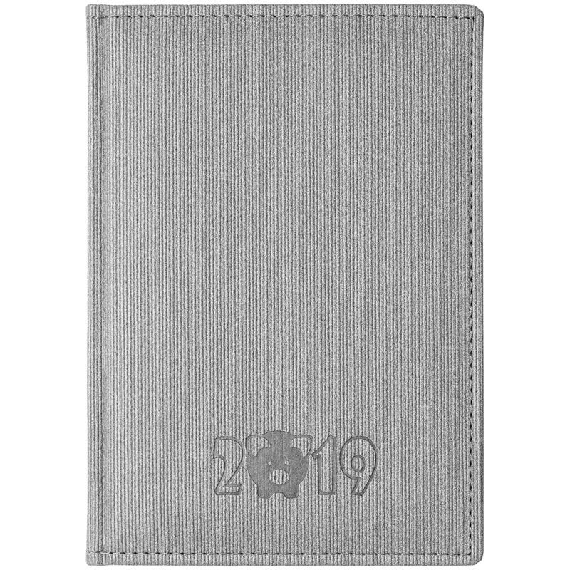 Ежедневник датированный 2019г., A5, 176л., кожзам, Hatber "Corduroy. Символ года", серый