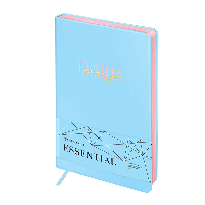 Ежедневник недатир. А5, 136л., кожзам, Greenwich Line "Essential. Blue", цв. срез