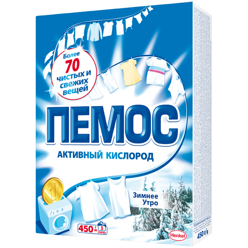 Порошок для машинной стирки Пемос "Зимнее утро", для белого белья, 350г
