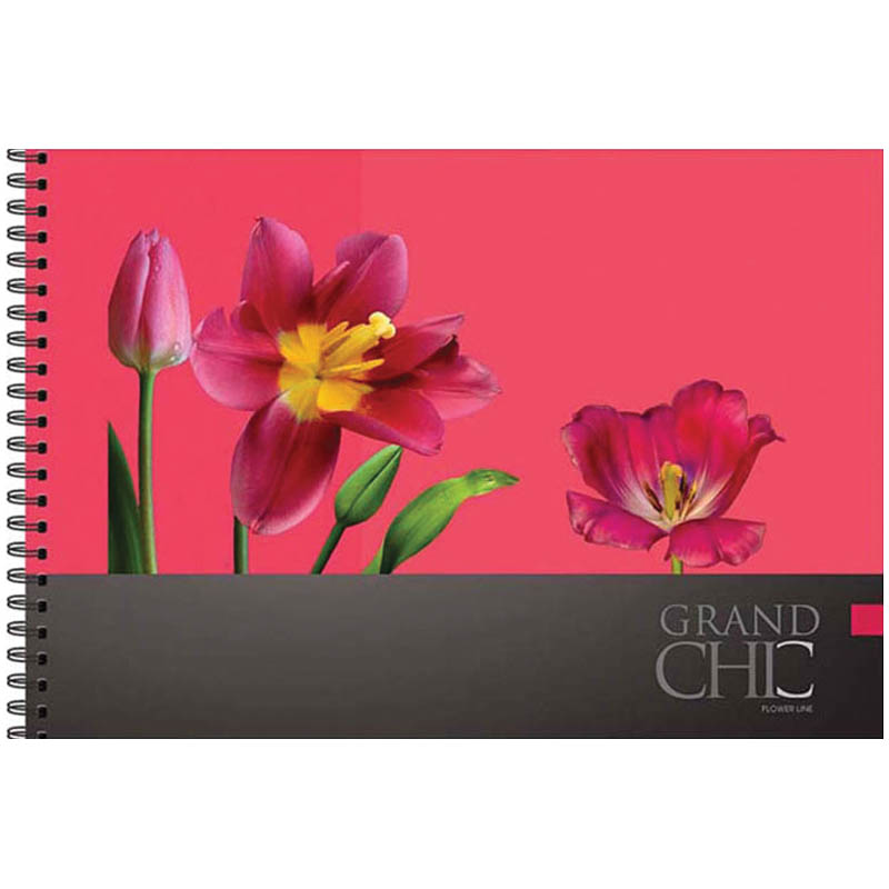 Альбом для рисования 48л. А4 на гребне "ЦВЕТЫ. Grand chic", блок 100 г/м2