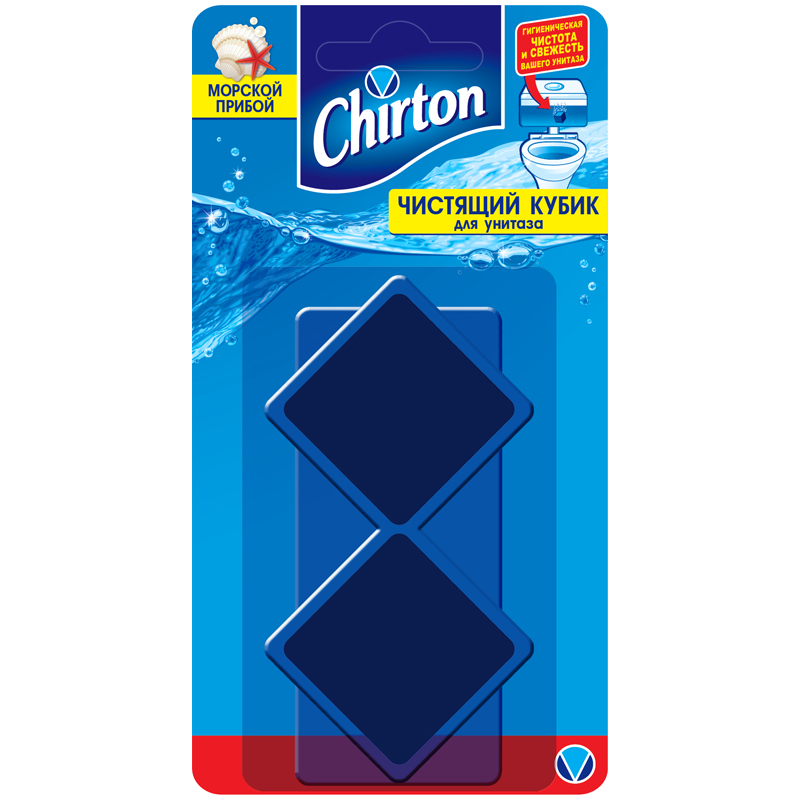 Чистящий кубик для унитаза Chirton "Морской прибой", 2*50г, европодвес