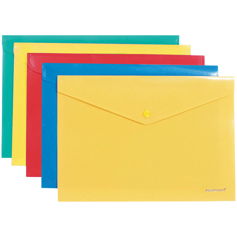 Папка-конверт на кнопке Erich Krause "Envelope Folder", B5, 180мкм, ассорти