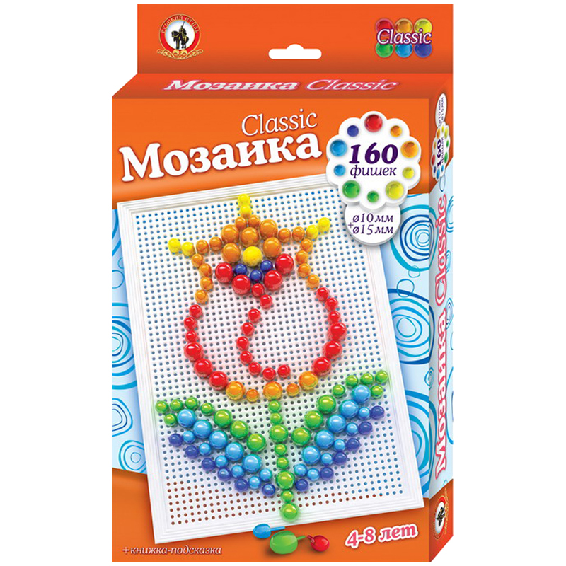 Мозаика Classic Русский стиль "Тюльпан" 160 эл., D10+15мм, большая плата, картон, европодвес