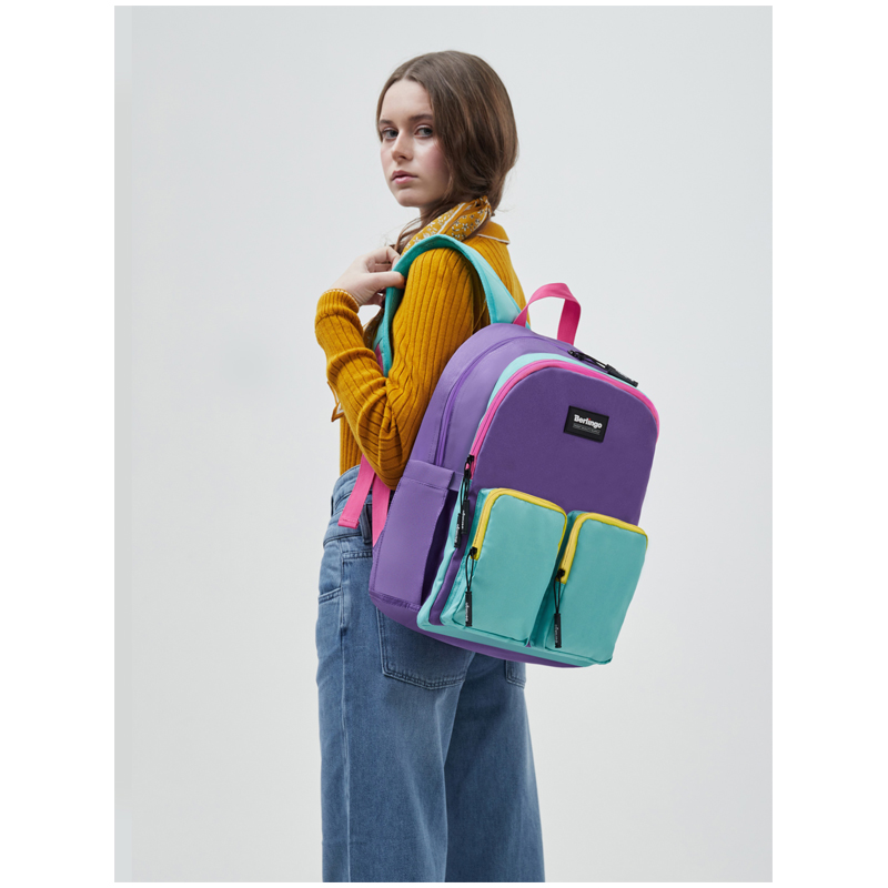 Рюкзак Berlingo Color blocks "Lilac mint" 39*28*17см, 2 отделения, 4 кармана, уплотненная спинка