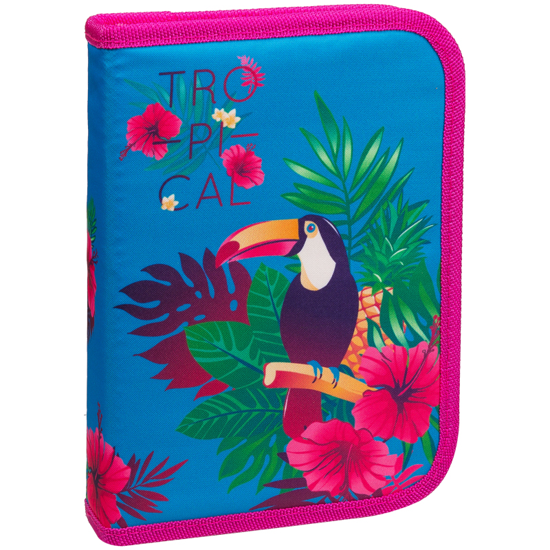Пенал 1 отделение, 200*140*40 Berlingo "Tropical birds", дополнительная откидная секция, полиэстер