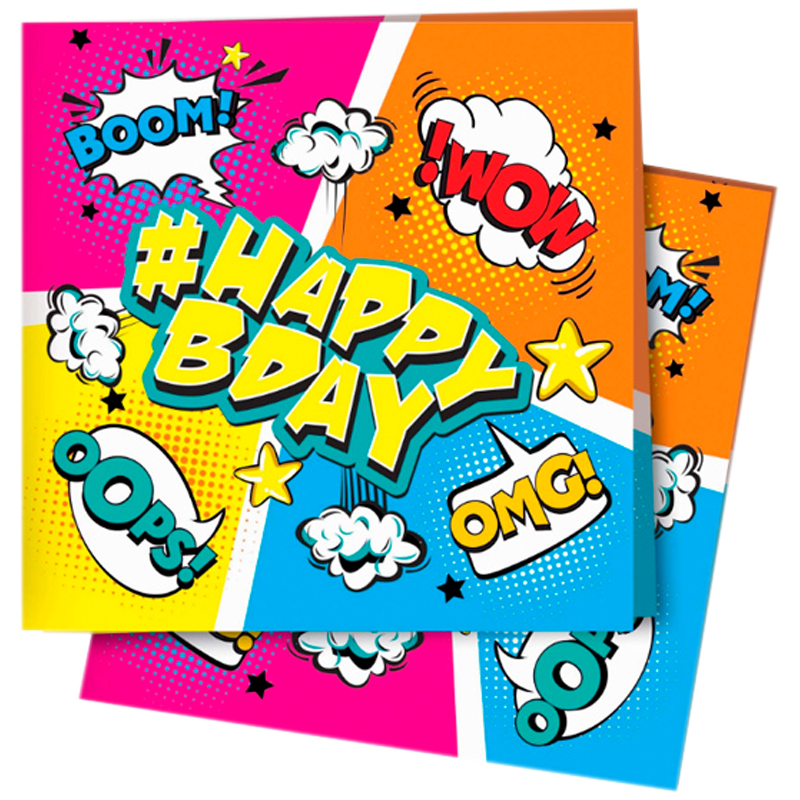 Салфетки ПатиБум "Комиксы. HappyBday", 24*24см, 12шт., европодвес