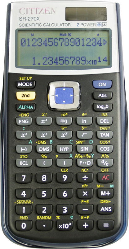 Калькулятор научный Citizen SR-270XGR 10+2 разряда, 274 функц., двойн. питание, 84*164*19мм, зеленый