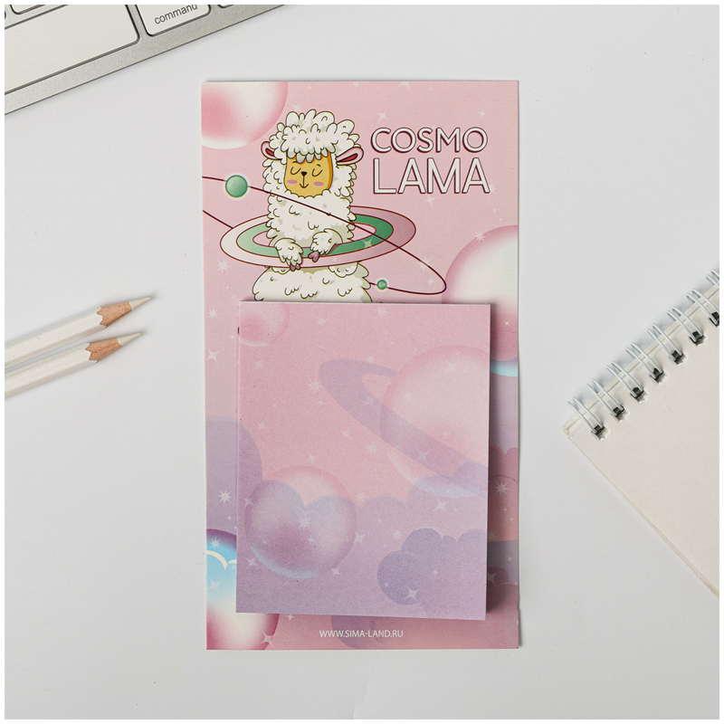 Блок для записи ArtFox "Cosmo Lama", 10*17,5см, 30л., склейка, магнит