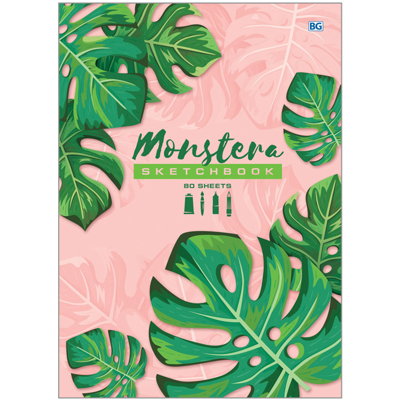Бизнес-блокнот А5 80л. BG "Monstera", матовая ламинация, выб.лак, салатовый тонир.блок