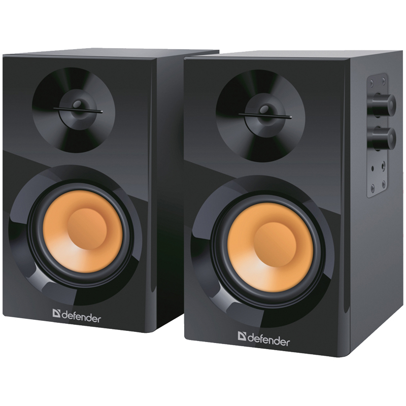 Колонки Defender Aurora S12, 2*6W, деревянный корпус, рег. громк. черный