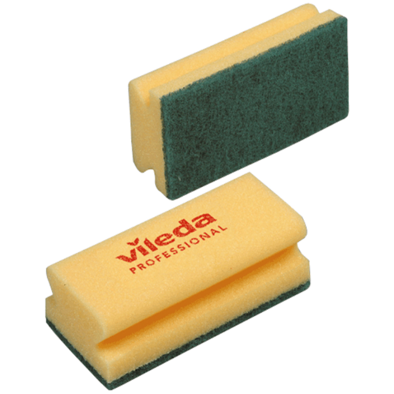 Губка Vileda Professional, средней жесткости, зеленый абразив, 15*7см, набор 10шт, желтая