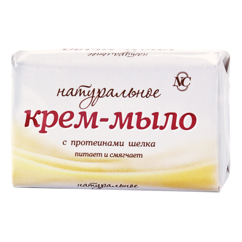 Мыло-крем туалетное Невская Косметика "Натуральное", с протеинами шелка, бумажная обертка, 90г