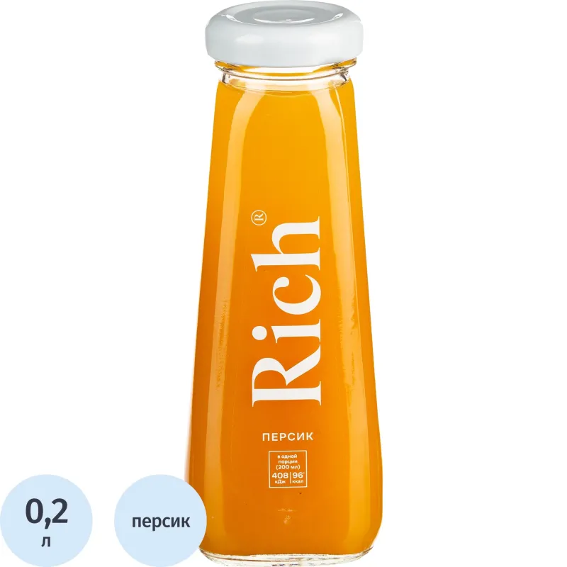 Нектар Rich Персик, стекло 0,2л