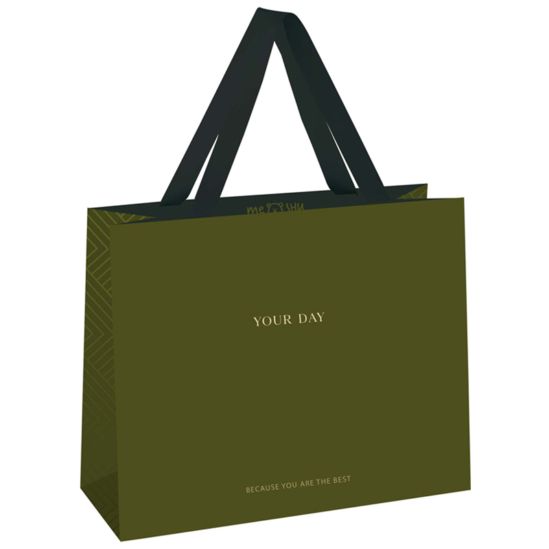 Пакет подарочный 23*18*10см MESHU "Olive tone", отд. фольгой, выб. лак, матовая ламинация
