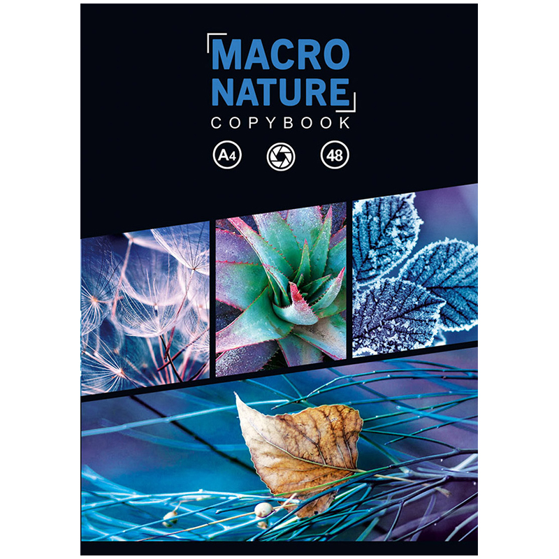 Тетрадь 48л., А4, клетка BG "Macro nature", глянцевая ламинация