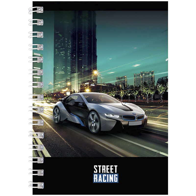Записная книжка А6 80л. на гребне "Авто. Street racing"