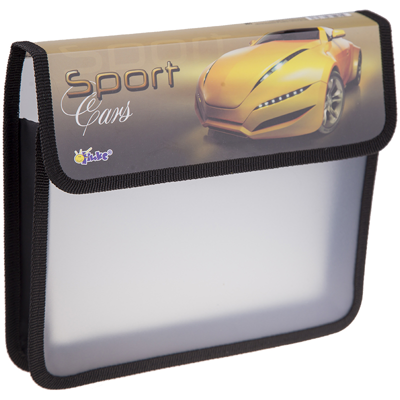 Папка для тетрадей 1 отделение, А5, "Sport car желтый", пластик, на липучке