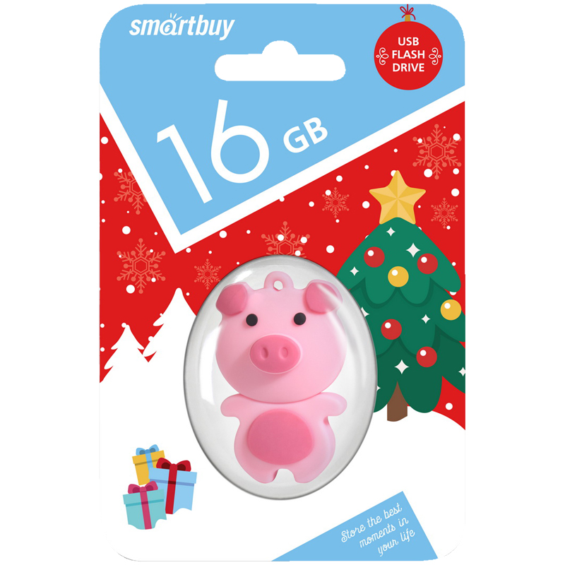 Память Smart Buy "Wild series" Свинка Зодиак 16GB, USB 2.0 Flash Drive, розовый