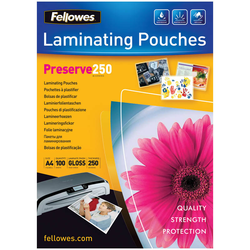 Пленка для ламинирования А4 Fellowes 216*303мм, 250мкм, глянец, 100л.