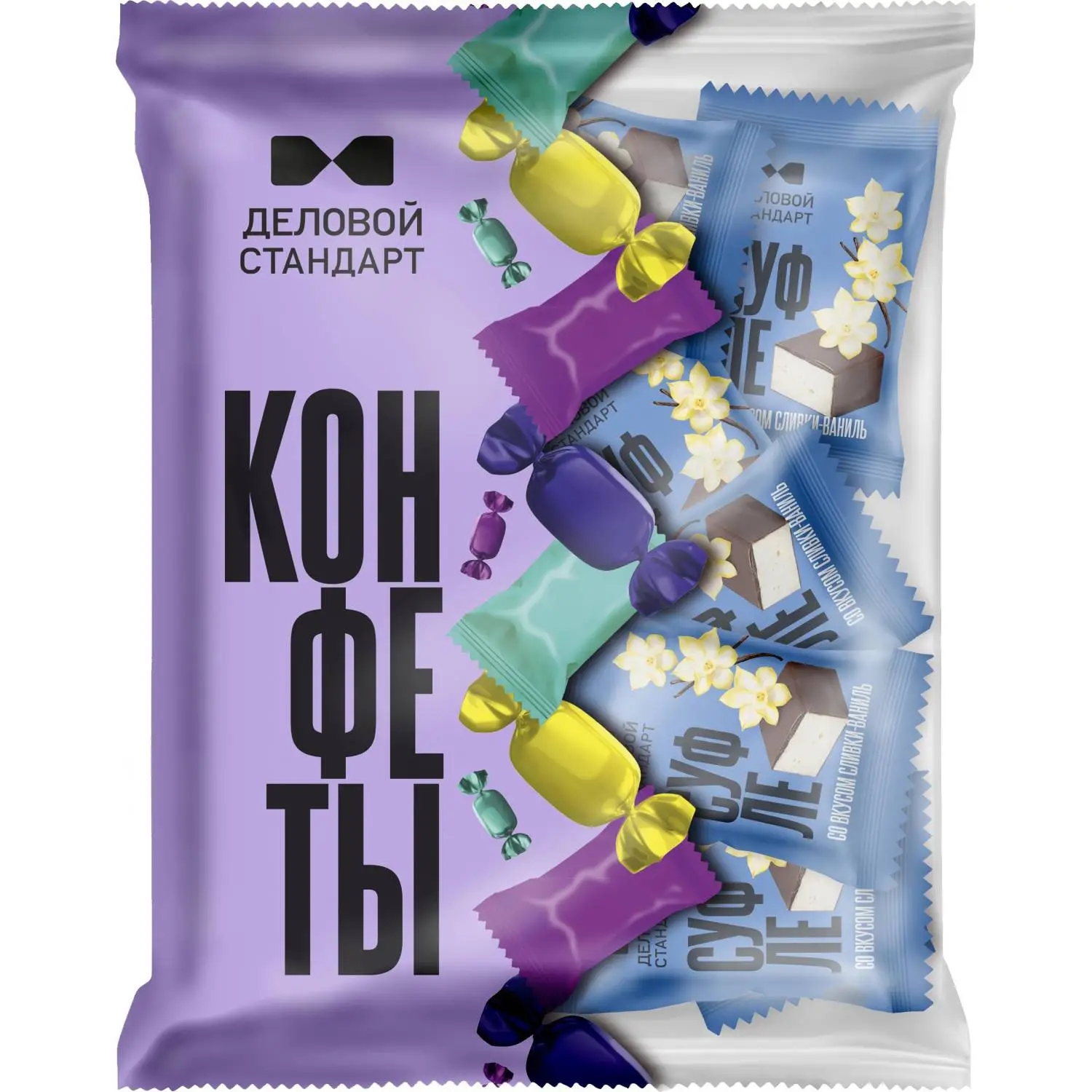 Конфеты глазированные Деловой Стандарт суфле со вкусом сливки-ваниль, 500г
