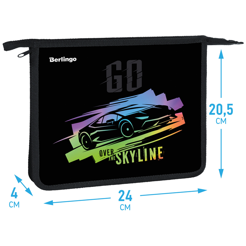 Папка для тетрадей 1 отделение, А5 Berlingo "Skyline", 240*205*40мм, пластик, на молнии