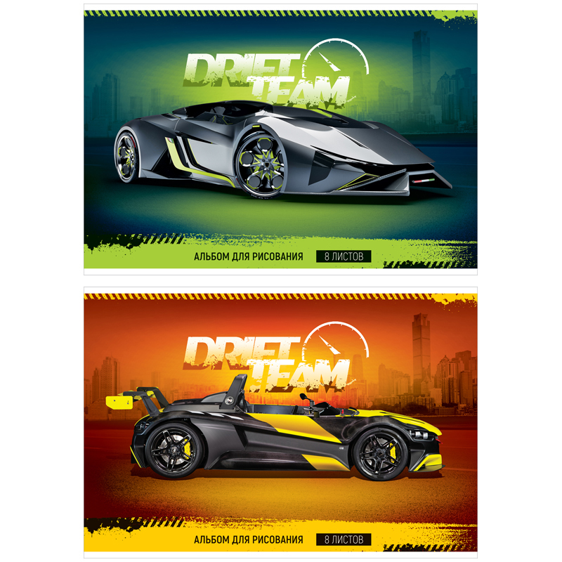 Альбом для рисования 08л., А4, на скрепке ArtSpace "Авто. Drift team", эконом