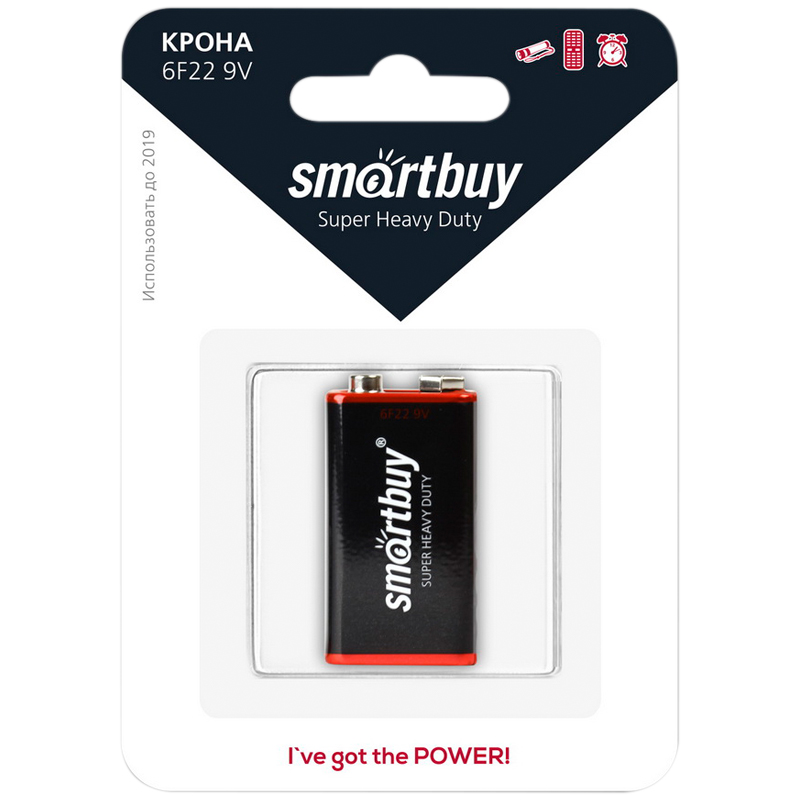 Батарейка SmartBuy MN1604 (6F22) солевая, BC1 Крона