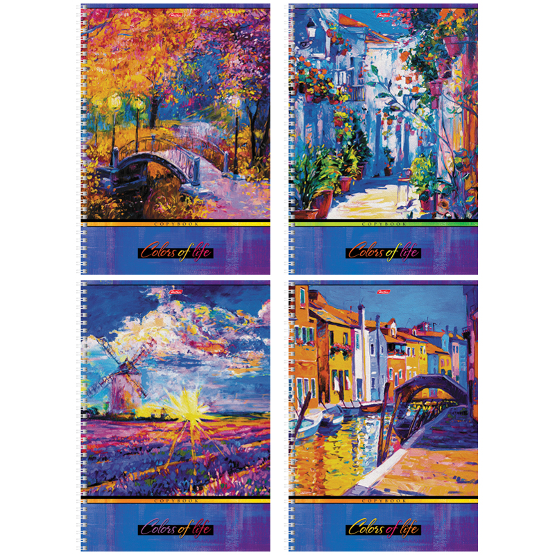 Тетрадь 80л., А4, клетка на гребне Hatber "Colors of life"
