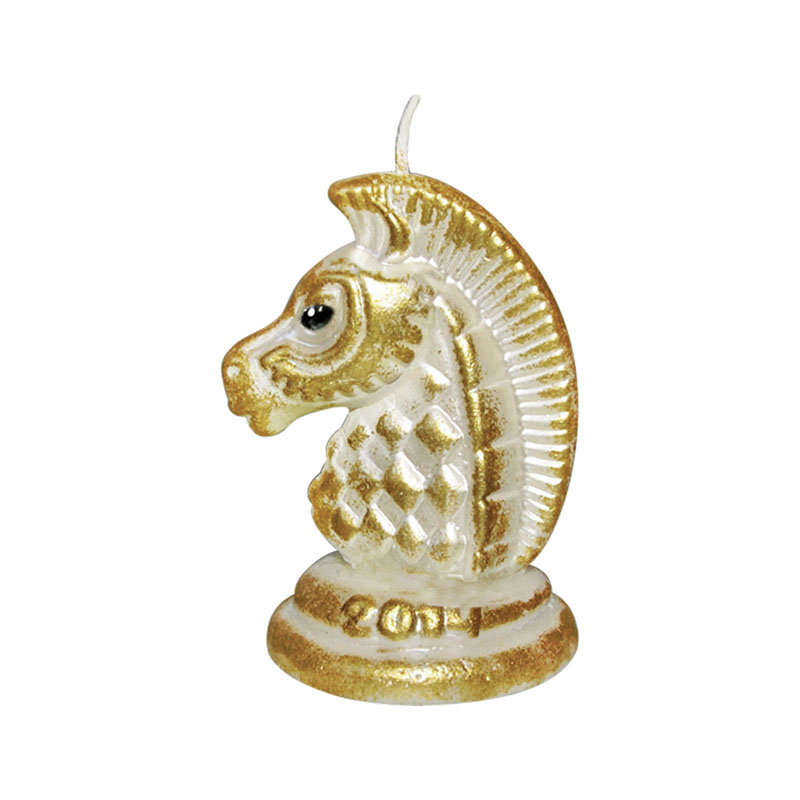Свеча "Шахматный конь белый"
