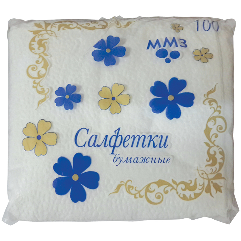 Салфетки бумажные ММЗ, 24*24см, белые, 100шт.