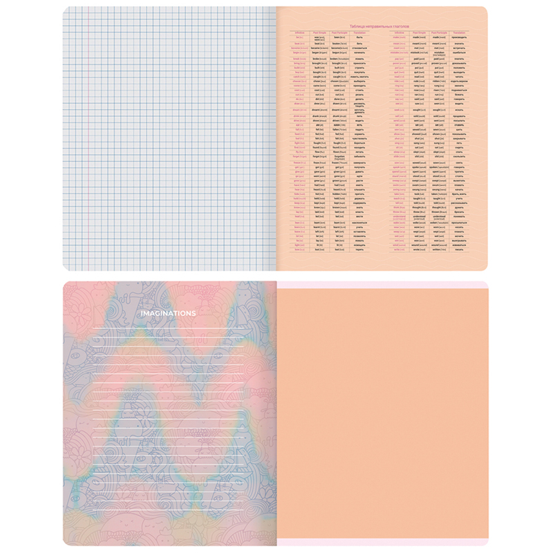 Тетрадь предметная 48л. MESHU "Candy color" - Английский язык, "софт-тач" ламинация, тиснение фольгой