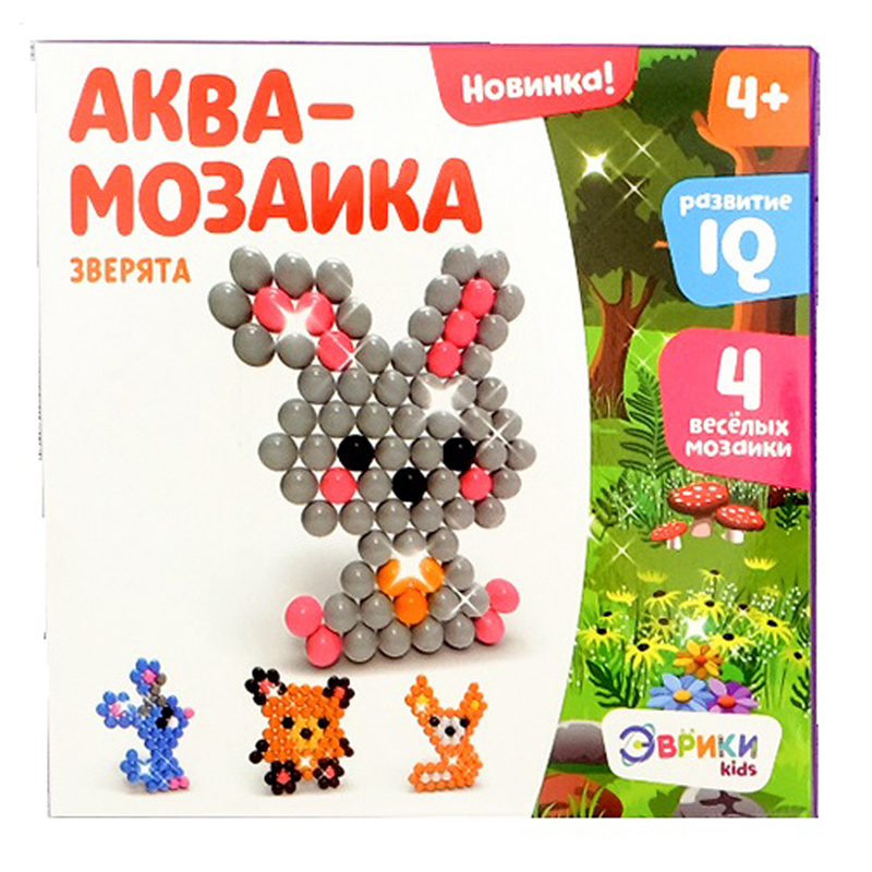 Аквамозаика Эврики "Лесные зверята", 4шт., картонная коробка