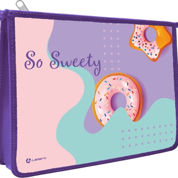 Папка для тетрадей Lamark So Sweety/Так мило, А5, 1 отделение, молния сверху, ламинированный картон, рисунок с двух сторон