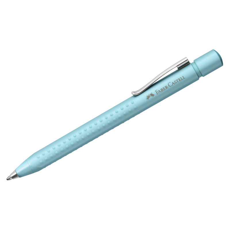 Ручка шариковая автоматическая Faber-Castell "Grip Pearl Edition" синяя, 1,4 мм, трехгран., бирюзов.