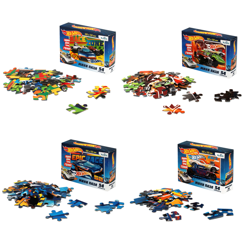 Пазл  54 эл. mini Origami "Hot Wheels", ассорти