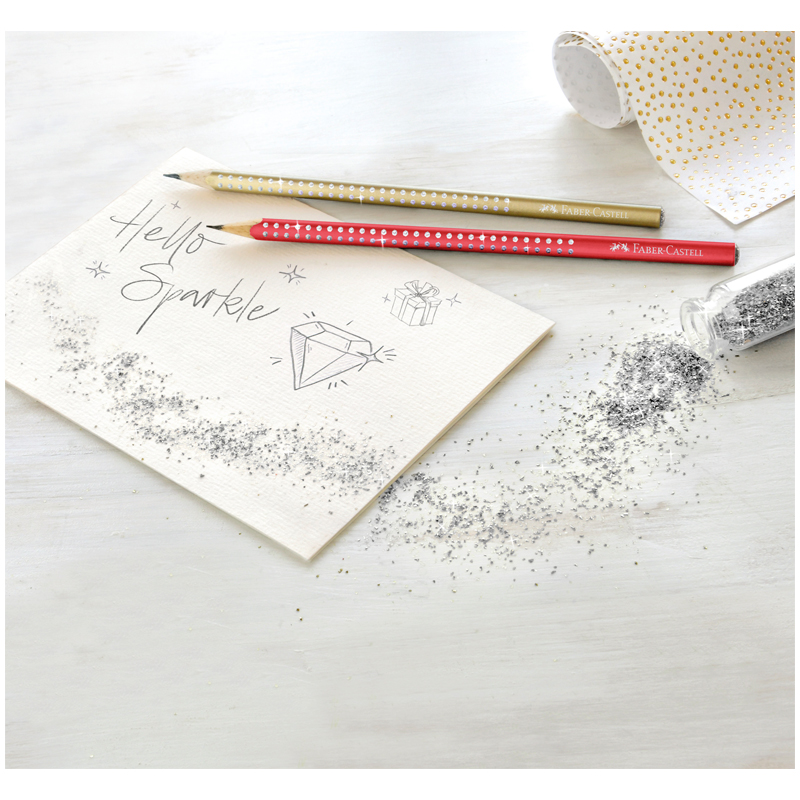 Карандаш ч/г Faber-Castell "Sparkle" B, трехгран., заточен., зеленый корпус