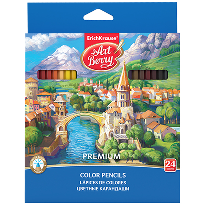 Карандаши цветные ArtBerry "Premium" 24цв., заточен., картон, европодвес