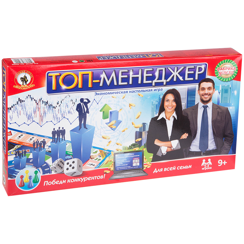 Игра настольная Русский стиль "Экономическая. Топ-менеджер", картонная коробка