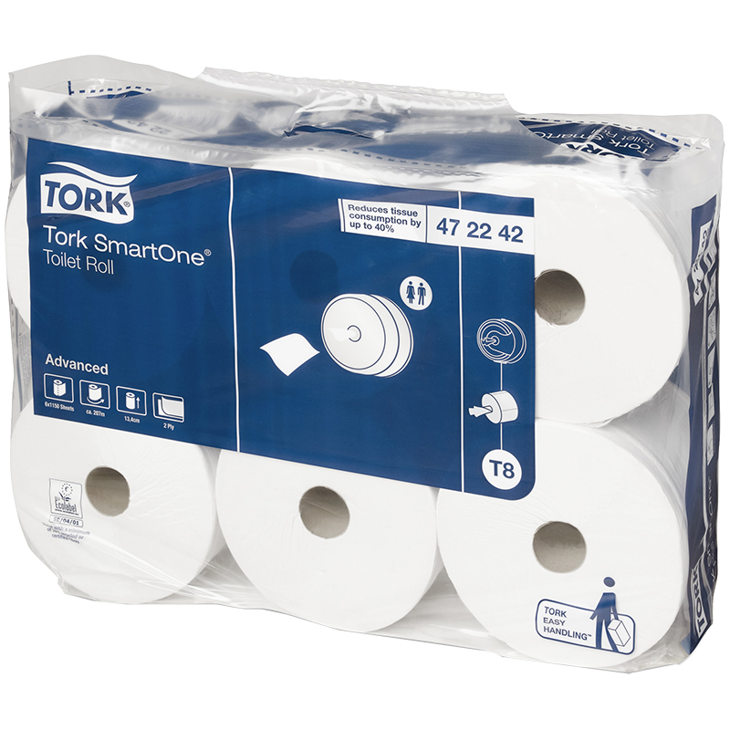 Бумага туалетная в рулонах TORK SmartOne Advanced (Т8) 2сл, 207м/рул, белая
