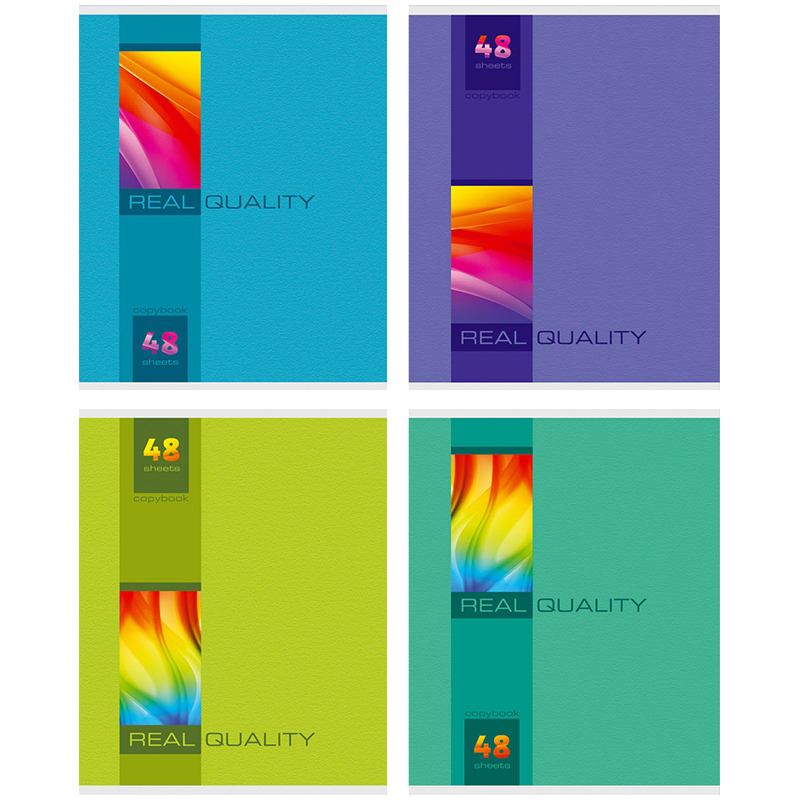 Тетрадь 48л., А5, клетка BG "Real quality", глянцевая ламинация