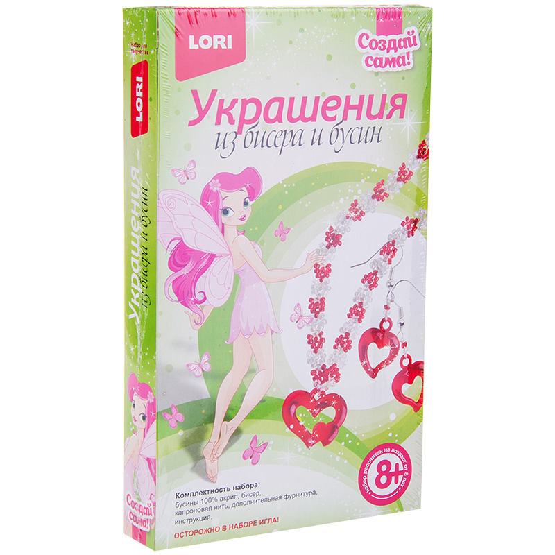 Украшение из бисера и бусин Lori "Создай сама. Алые сердечки"