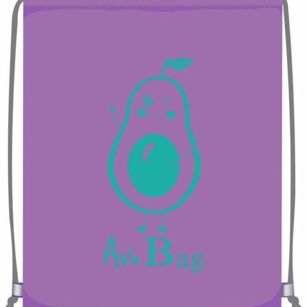 Сумка для сменной обуви Lamark "AvoBag/Сумка с авокадо", 34х42 см, на шнурке, светоотражающие элементы, цвет лаванда