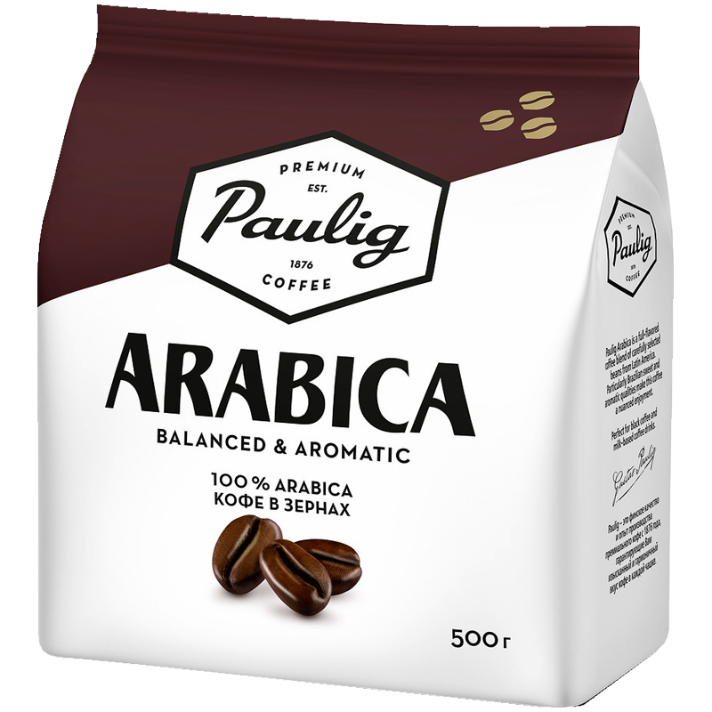 Кофе в зернах Paulig "Arabica", вакуумный пакет, 500г