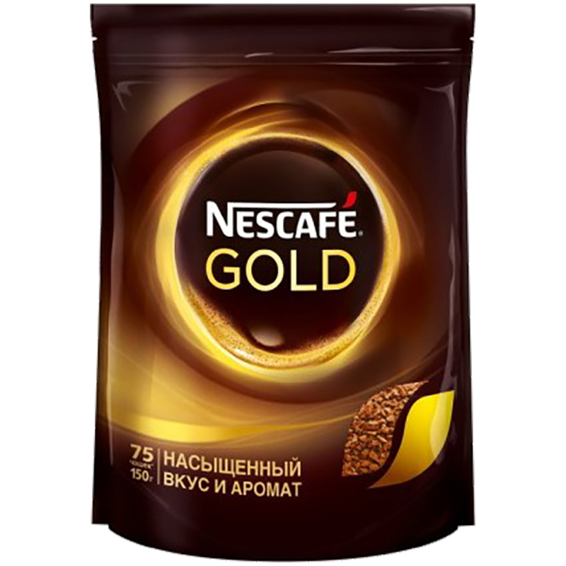 Кофе растворимый Nescafe "Gold", сублимированный, мягкая упаковка, 150г